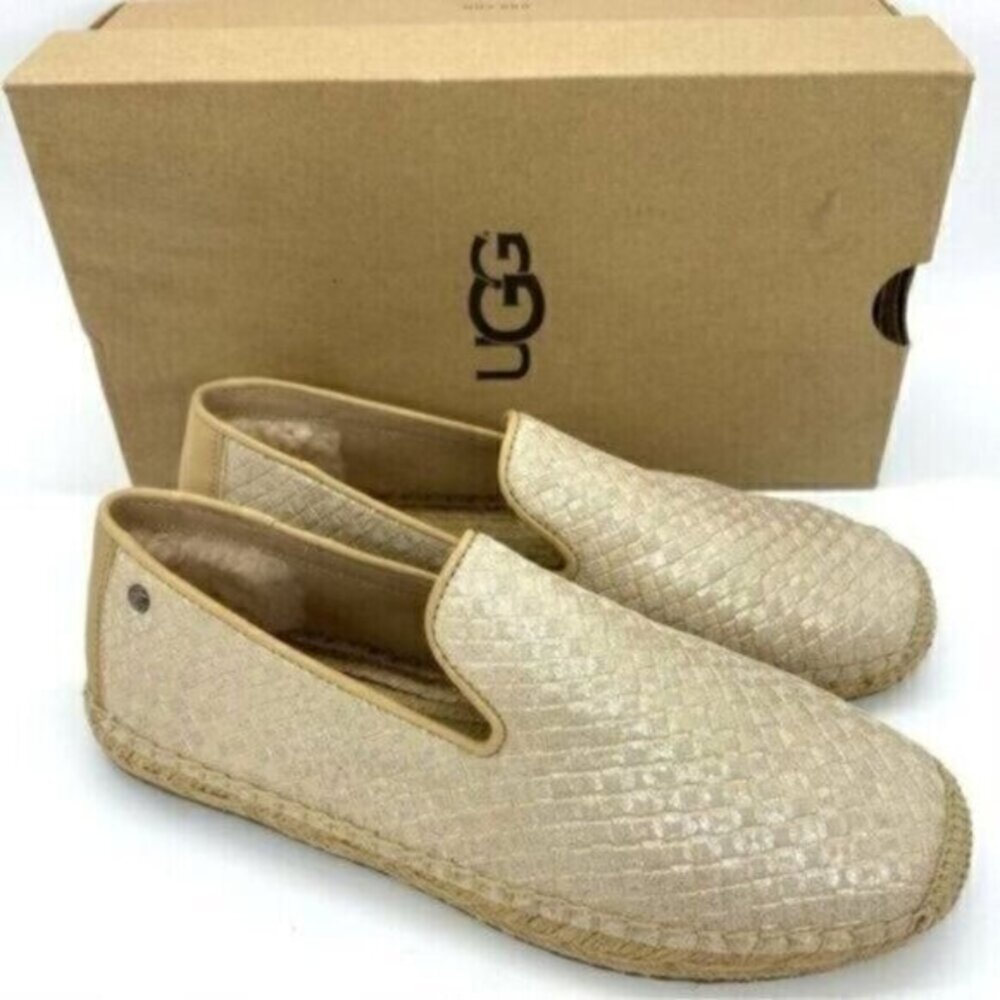 Ugg Womens Sandrinne Metallic Leather Espadrille Slip On Shoes